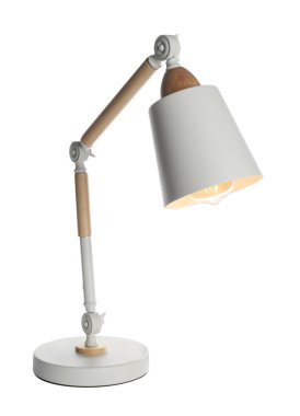 Modern masa lambası beyaza izole edilmiş.