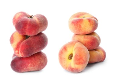 Beyaz arka planda lezzetli şeftalili kolaj