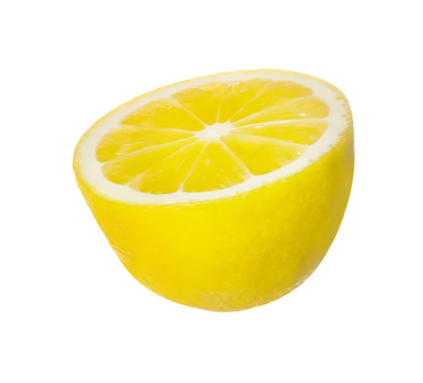 Färsk Mogen Citron Halv Isolerad Vitt — Stockfoto