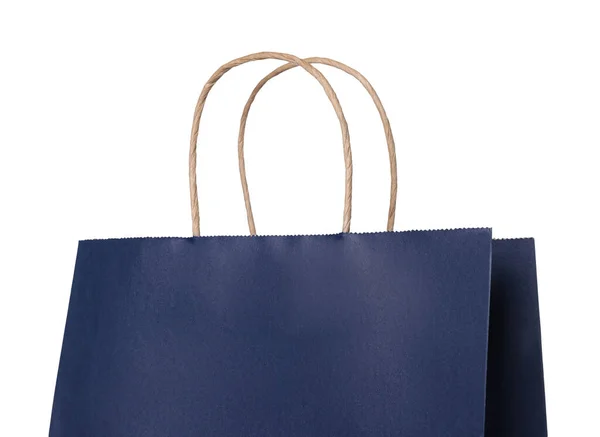 Blaue Geschenkpapiertasche Auf Weißem Hintergrund — Stockfoto