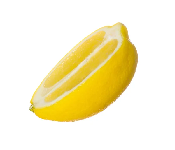 Lemon Matang Segar Setengah Diisolasi Pada Putih — Stok Foto