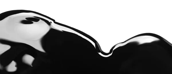 Zwarte Glanzende Verf Gemorst Witte Achtergrond Bovenaanzicht — Stockfoto