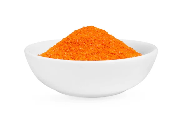 Bowl Narancssárga Élelmiszer Színező Izolált Fehér — Stock Fotó