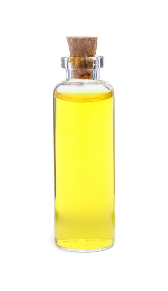 Glass Bottle Yellow Food Coloring White Background Stock Image
