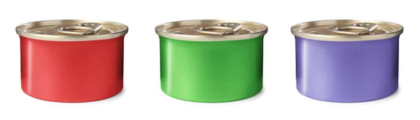 Set Metal Cans White Background — Stock Photo, Image