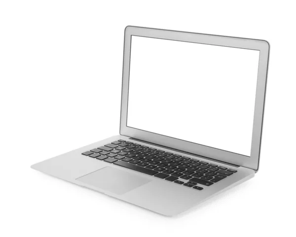 Laptop Modern Dengan Layar Kosong Diisolasi Pada Warna Putih — Stok Foto