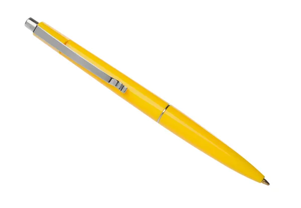 Нова Стильна Жовта Ручка Ізольована Білому — стокове фото