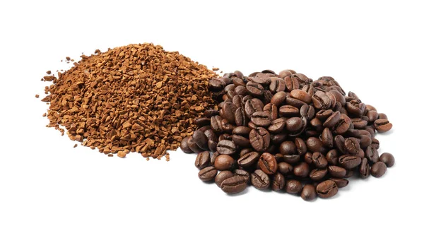 Oogsten Van Instant Koffie Bonen Witte Achtergrond — Stockfoto