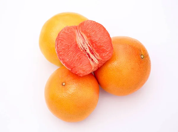 Свежие Грейпфруты Белом Фоне Вид Сверху — стоковое фото
