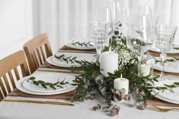 Stylish Elegant Table Setting Festive Dinner Indoors — Stock Photo, Image