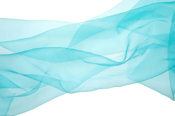Beautiful Turquoise Tulle Fabric White Background — Stock Photo, Image