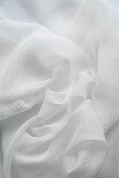 Gyönyörű Fehér Tüll Szövet Mint Háttér Felülnézet — Stock Fotó