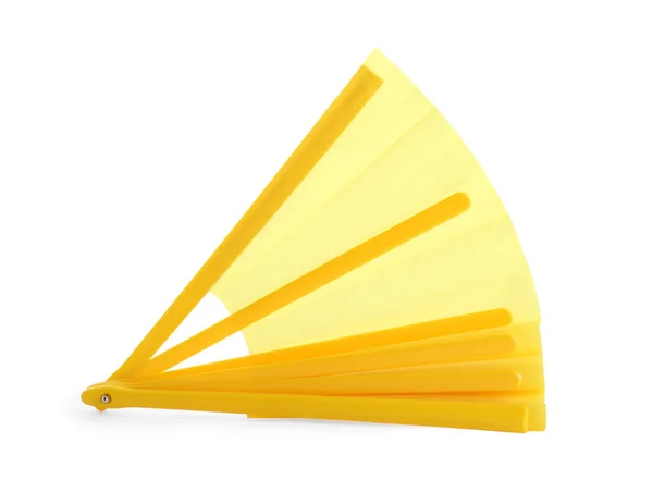 Leuchtend Gelber Handfächer Isoliert Auf Weiß — Stockfoto