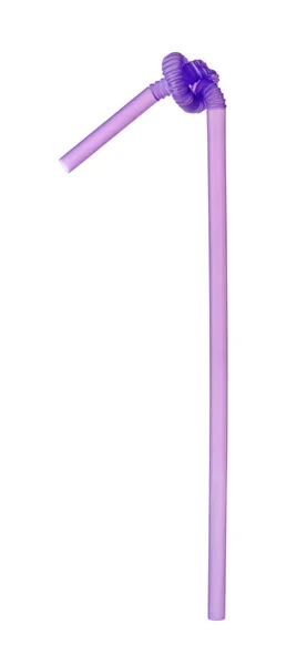 Tubo Coquetel Plástico Violeta Isolado Branco — Fotografia de Stock