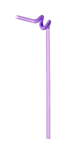 Фіолетова Пластикова Коктейльна Трубка Ізольована Білому — стокове фото