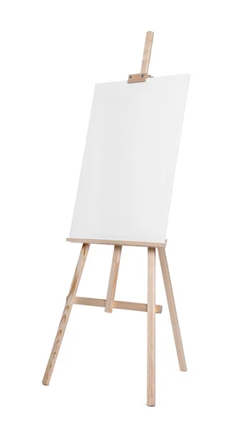 stock image Wooden easel with canvas isolated on white. Artist's equipment