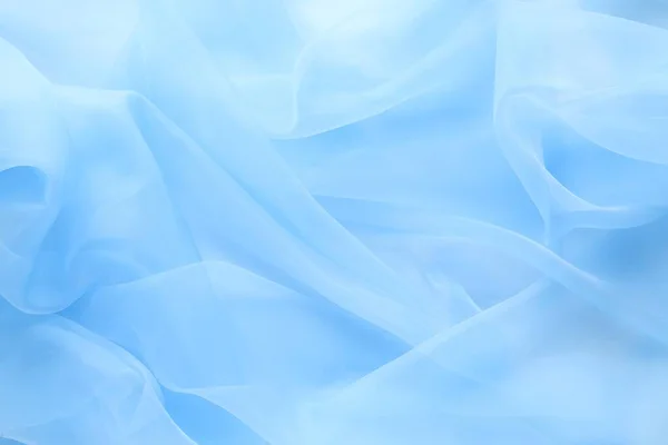 Beautiful Light Blue Tulle Fabric Background Top View — Stock Photo, Image
