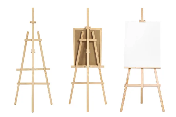 Wooden Easel Isolated White Different Sides — Stock Photo, Image