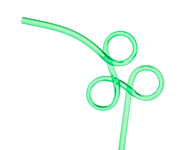Светло Зеленая Пластиковая Трубка Коктейля Изолированная Белом — стоковое фото