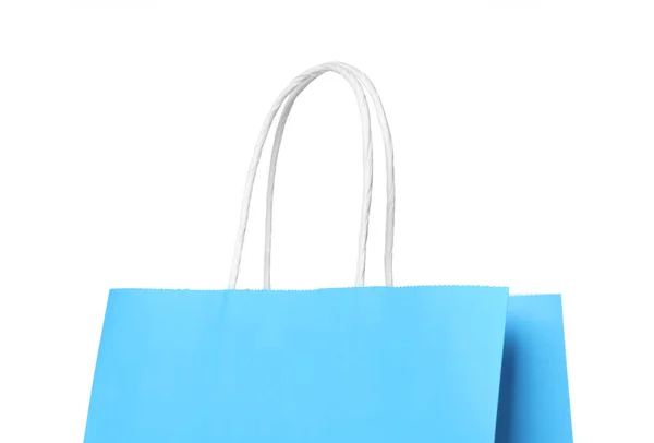 Light Blue Gift Paper Bag White Background — Stock Photo, Image