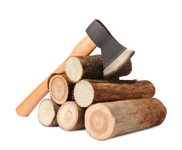 Metal Wood Logs White Background — Stock Photo, Image