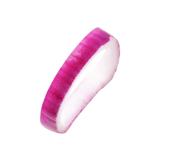 Δαχτυλίδι Από Φρέσκο Κόκκινο Ώριμο Κρεμμύδι Απομονωμένο Λευκό — Φωτογραφία Αρχείου