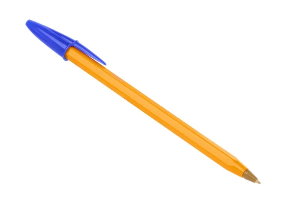 Новая Оранжевая Пластиковая Ручка Изолирована Белом — стоковое фото