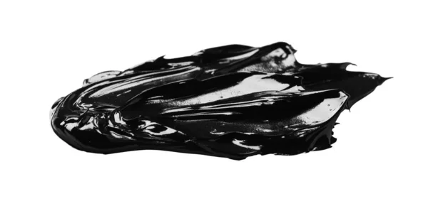 Мазок Черной Глянцевой Краски Белом Фоне — стоковое фото