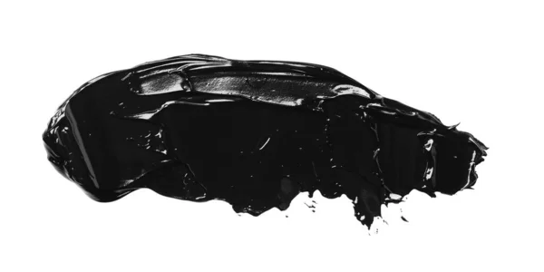 Мазок Черной Глянцевой Краски Белом Фоне Вид Сверху — стоковое фото