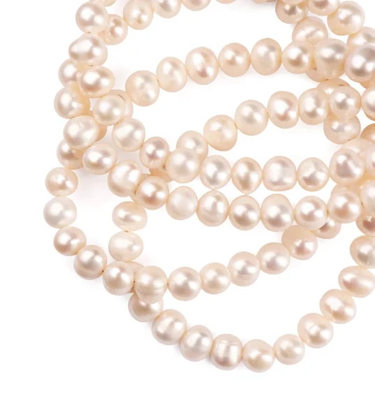 Elegante Perlenkette Isoliert Auf Weiß Draufsicht — Stockfoto