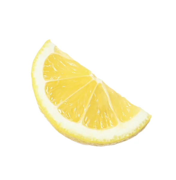 Frische Reife Zitronenscheibe Isoliert Auf Weiß — Stockfoto