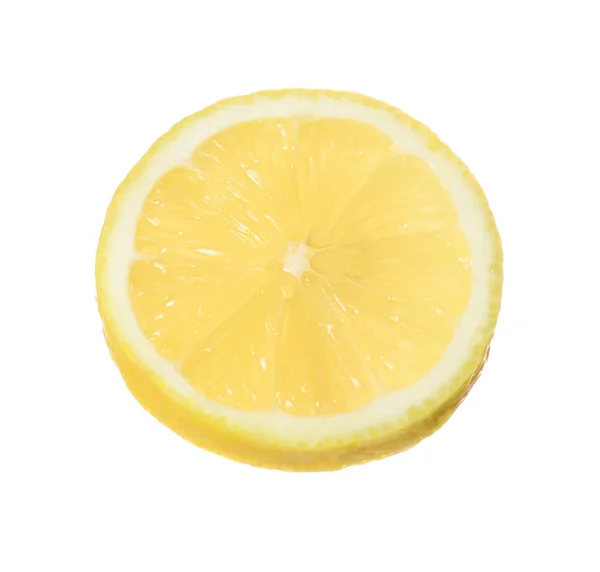 白で単離された新鮮な熟したレモンスライス — ストック写真