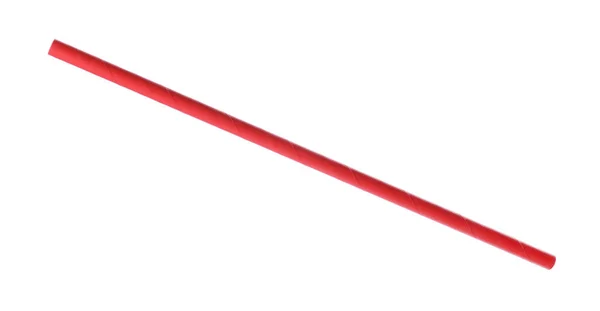 Rode Papieren Cocktail Tube Geïsoleerd Wit — Stockfoto