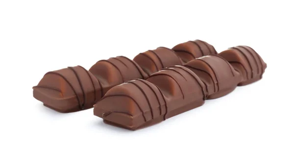 Dos Sabrosas Barras Chocolate Sobre Fondo Blanco — Foto de Stock