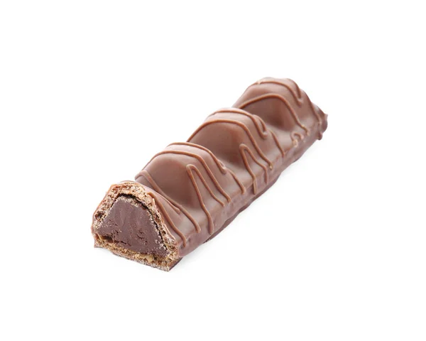 Kousek Chutné Čokolády Izolované Bílém — Stock fotografie