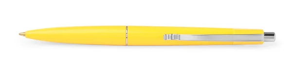 Nova Caneta Amarela Elegante Isolado Branco — Fotografia de Stock