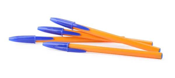New Orange Plastic Pens Isolated White — Stock Photo, Image