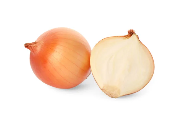 Whole Cut Onions White Background — Foto Stock