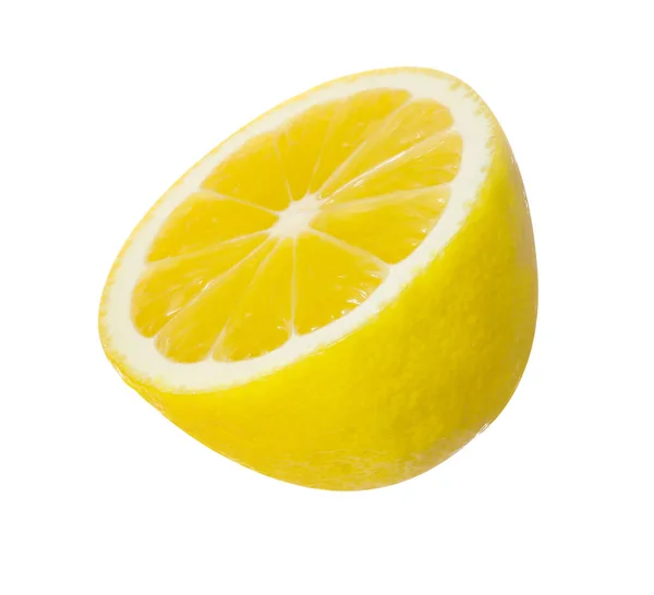 Mezzo Limone Maturo Fresco Isolato Bianco — Foto Stock