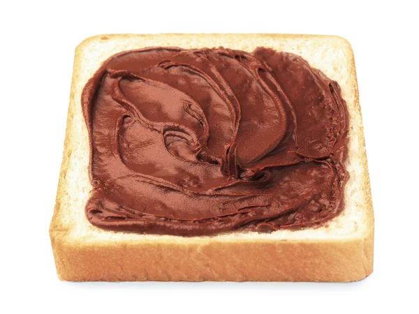 Lezzetli Tost Beyaz Üzerine Izole Edilmiş Çikolata Ezmesi — Stok fotoğraf