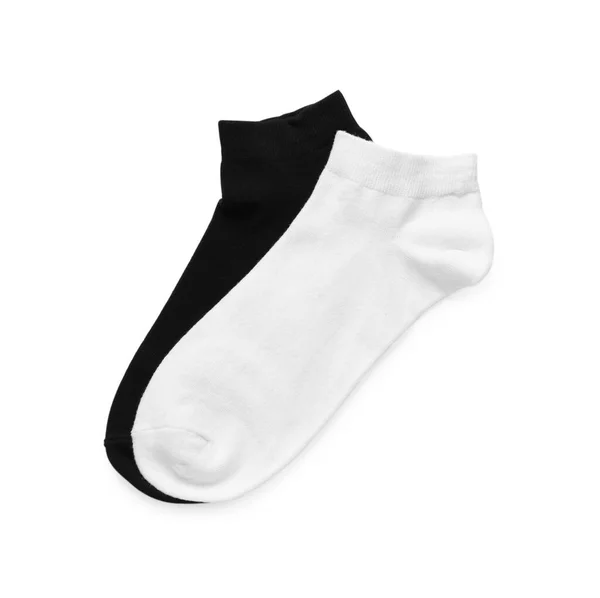 Různé Ponožky Izolované Bílém Horní Pohled — Stock fotografie
