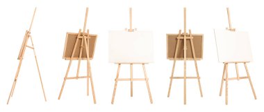 Tahta sehpa beyaz, farklı taraflarda.