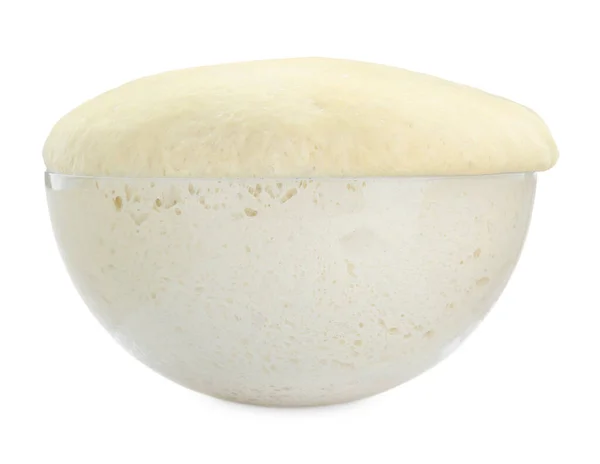 Bowl Fresh Yeast Dough Isolated White — Stock Photo, Image