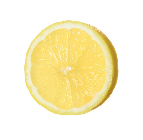 Свіжий Стиглий Шматочок Лимона Ізольований Білому — стокове фото