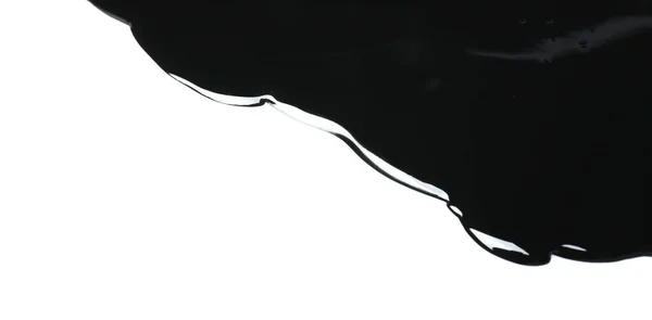 Чорна Глянцева Фарба Розлита Білому Тлі — стокове фото