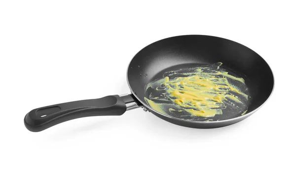 Dirty Non Stick Frying Pan White Background — Stock Photo, Image