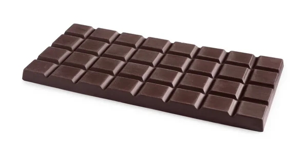 Deliciosa Barra Chocolate Escuro Isolado Branco — Fotografia de Stock