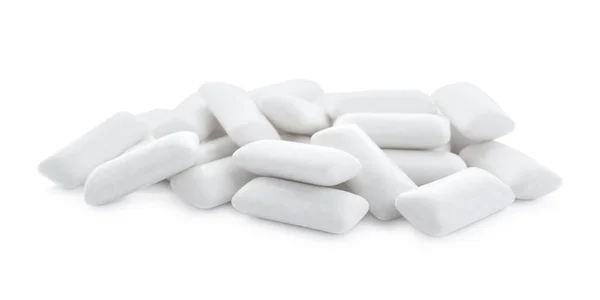 Heap Van Kauwgom Stukken Witte Achtergrond — Stockfoto