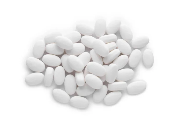 Beyaz Arkaplanda Lezzetli Nane Şekerleri Üst Görünüm — Stok fotoğraf