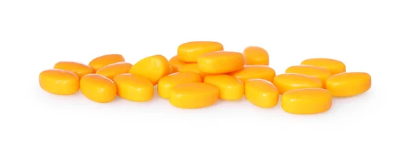 Smaczne Pomarańczowe Dragee Cukierki Białym Tle — Zdjęcie stockowe